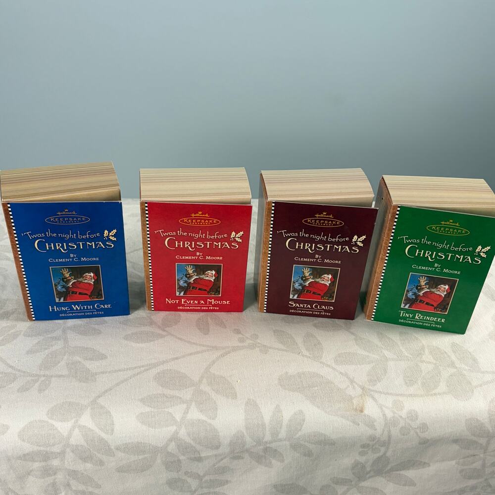 Hallmark 2001 Twas the Night Before Christmas Ornament Set 4 Volumes